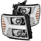 AlphaRex 07-13 Chevy 1500 LUXX LED Proj Headlights Plank Design Chrome w/ Activ Light/Seq Signal/DRL - 880222