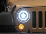Raxiom 07-08 Jeep Wrangler JK Hi Output LED Headlights/Angel Eye DRL- Black Housing- Clear Lens - J211420