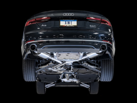 AWE Tuning Audi B9 A5 Touring Edition Exhaust Dual Outlet - Chrome Silver Tips (Includes DP) - 3015-32090