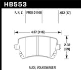 Hawk 07-11 Audi S6 HPS 5.0 Rear Brake Pads - HB553B.652