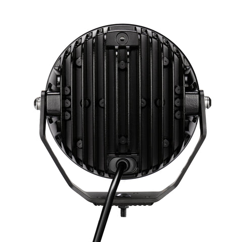 Go Rhino Xplor Blackout Series Round LED Driving Light w/DRL (Surface/Threaded Stud Mnt) 7in. - Blk - 750800711DRS