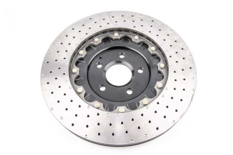 DBA 16-18 Ford Focus RS Front 5000 Series 2-Piece Drilled Rotor w/Black Hat - DBA52968BLKXD