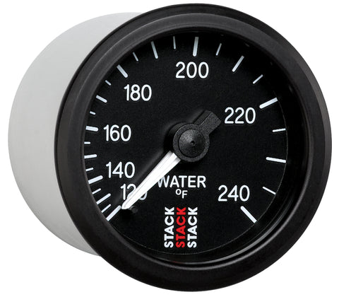 Autometer Stack 52mm 120-240 Deg F 1/2in Npt (M) Mechanical Water Temp Gauge - Black - ST3108