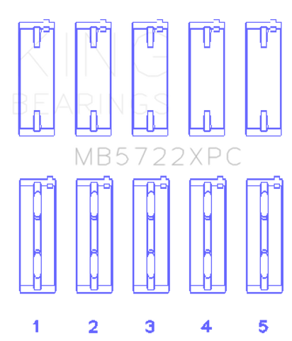 King Mitsubishi 4B11T EVO X 2007+ (Size .026) Coated Performance Main Bearing Set - MB5722XPC.026