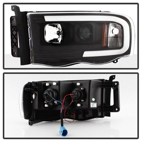 Spyder 02-05 Dodge Ram 1500 Light Bar Projector Headlights - Black (PRO-YD-DR02V2-LB-BK) - 5084606