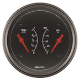 AutoMeter Gauge Dual Fuel & Oilp 3-3/8in. 0 Ohm(e) to 90 Ohm(f)& 100PSI Elec Designer Black - 1434