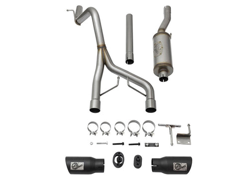 aFe Rebel Series CB 2.5in Dual Center Exit SS Exhaust w/ Black Tips 07-15 Jeep Wrangler 3.6L/3.8L V6 - 49-48056-B