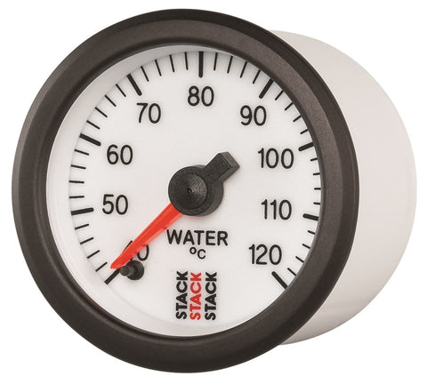 Autometer Stack 52mm 40-120 Deg C 1/8in NPTF Male Pro Stepper Motor Water Temp Gauge - White - ST3357