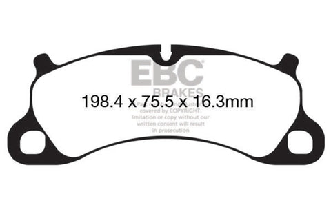 EBC 12-15 Porsche 911 (991) (Cast Iron Rotor only) 3.8 Carrera S Yellowstuff Front Brake Pads - DP42144R