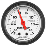 Autometer Phantom 52mm 30in HG.-Vac/20PSI Mechanical Vacuum/Boost Gauge - 5701
