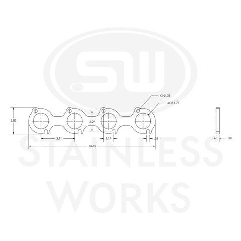 Stainless Works Small Block Ford 4.6L 2V Round Port Header 304SS Exhaust Flanges 1-3/4in Primaries - HF462V175