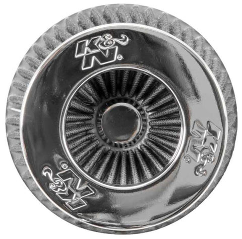 K&N Universal Filter Chrome Round Tapered White - 4in Flange ID x 1.125in Flange Length x 5.5in H - RG-1001WT