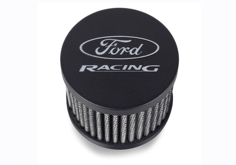 Ford Racing Black Crinkle Unshielded Breather w/Ford Racing Logo - 302-234