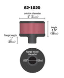 K&N Steel Base Crankcase Vent Filter .625in Vent OD x 2in OD x 1.5in Height - 62-1020