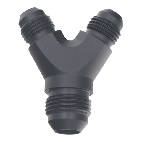 DeatschWerks 6AN Male Flare to 6AN Male Flare to 8AN Male Flare Y Fitting - Anodized Matte Black - 6-02-0702-B