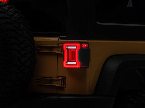 Raxiom 07-18 Jeep Wrangler JK Axial Series JL Style LED Tail Lights- BlkHousing- Red Lens - J164242