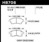 Hawk 11-12 Chevy Cruze Eco/LS/1LT/2LT/LTZ / 12 Sonic LS/LT/LTZ Perf Ceramic Front Street Brake Pads - HB706Z.714