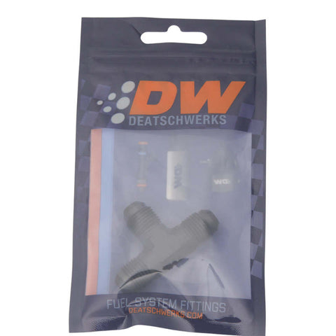 DeatschWerks 6AN Male Flare to 6AN Male Flare to 6AN Male Flare Tee Fitting - Anodized Matte Black - 6-02-0721-B