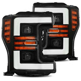AlphaRex 17-19 Ford F-250 SD PRO-Series Proj Headlight Plnk Style Matte Blk w/Activ Light/Seq Signal - 880106