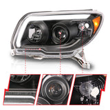 ANZO 06-09 Toyota 4 Runner Projector Headlights Plank Style - Black - 111616
