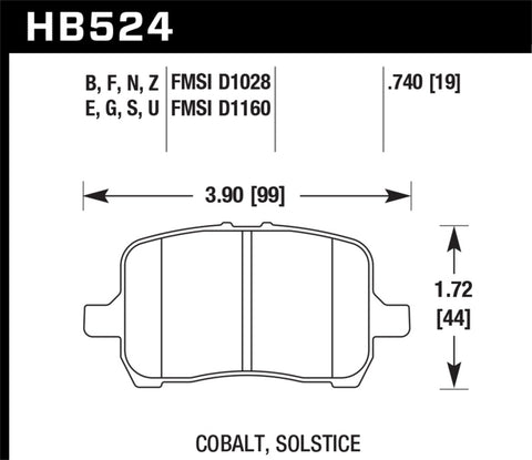 Hawk 06-09 Pontiac Solstice / 07-10 Saturn Sky Blue 9012 Race Front Brake Pads - HB524E.740