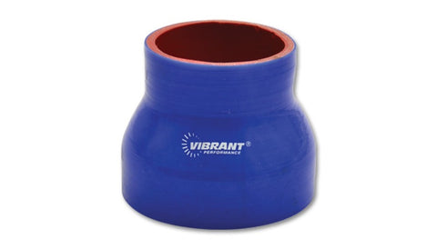 Vibrant 4 Ply Reinforced Silicone Transition Connector - 3.5in I.D. x 4in I.D. x 3in long (BLUE) - 2776B