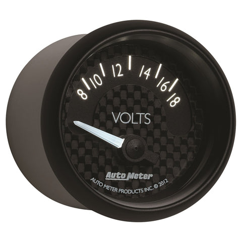 Autometer GT Series 52mm Short Sweep Electronic 8-18 Volts Voltmeter - 8092