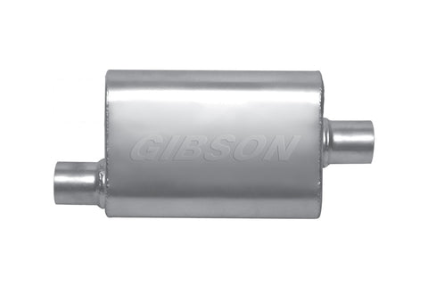 Gibson MWA Superflow Offset/Center Oval Muffler - 4x9x14in/2.5in Inlet/2.5in Outlet - Stainless - BM0101