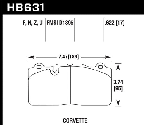 Hawk 09-11 Corvette Z06/09-13 0ZR-1 (w/Carbon Ceramic Brakes & Iron Rotors) Front HPS 5.0 Brake Pads - HB631B.622