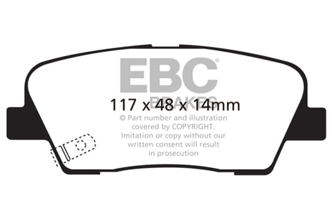 EBC 2009-2016 Hyundai Genesis Coupe 2.0L Turbo Ultimax2 Rear Brake Pads - UD1387
