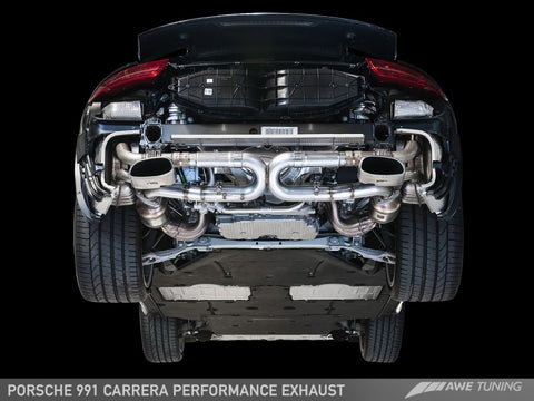 AWE Tuning 991 Carrera Performance Exhaust - Chrome Silver Tips - 3015-32044