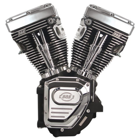 S&S Cycle 99-06 BT T124LC Long Block Engine w/ 585 Cam - Wrinkle Black - 310-0326A