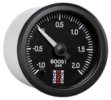 Autometer Stack 52mm -1 to +2 Bar (Incl T-Fitting) Pro Stepper Motor Boost Pressure Gauge - Black - ST3311