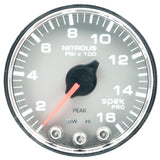 Autometer Spek-Pro Gauge Nitrous Press 2 1/16in 1600psi Stepper Motor W/Peak & Warn Slvr/Chrm - P32021