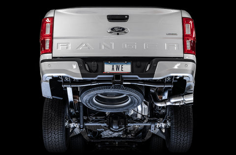 AWE Tuning 2019+ Ford Ranger 0FG Performance Exhaust System w/Chrome Silver Tips & Bash Guard - 3015-22072