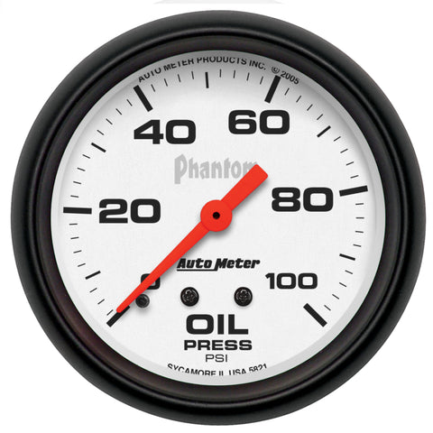 Autometer Phantom 66.7mm 0-100 PSI Mechanical Oil Pressure Gauge - 5821