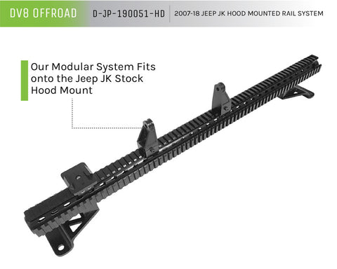DV8 Offroad 2007-2018 Jeep JK Hood Mounted Rail System - D-JP-190051-HD