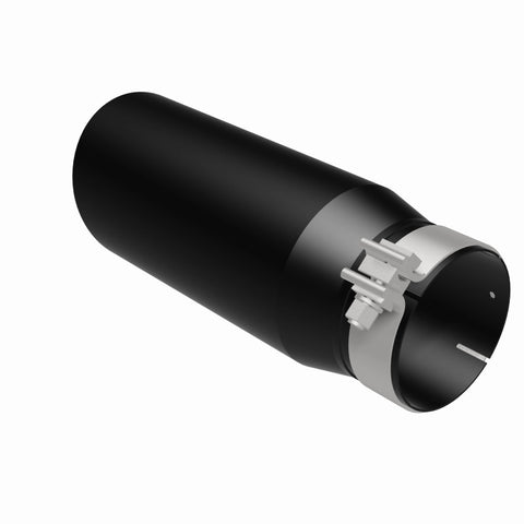 MagnaFlow Tip Stainless Black Coated Single Double Round Single Outlet 5in Dia 4in Inlet 13in L - 35240