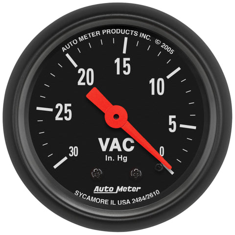 AutoMeter Gauge Vacuum 2-1/16in. 30Inhg Mechanical Z-Series - 2610