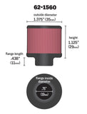 K&N 0.75 inch ID 1.375 inch OD 1.125 inch H Clamp On Crankcase Vent Filter - 62-1560