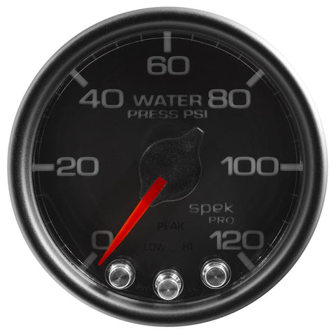 Autometer Spek-Pro Gauge Water Press 2 1/16in 120psi Stepper Motor W/Peak & Warn Blk/Blk - P34532