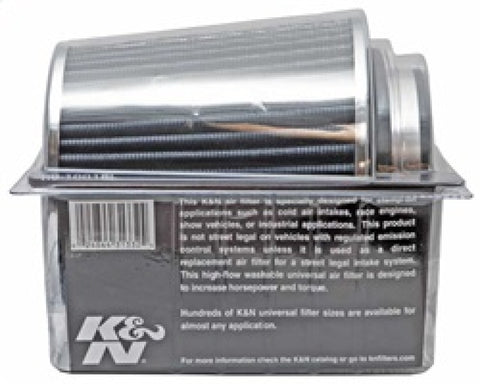 K&N Universal Filter Chrome Round Tapered White - 4in Flange ID x 1.125in Flange Length x 5.5in H - RG-1001WT