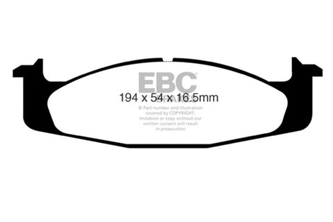 EBC 94-96 Ford Bronco 5.0 Yellowstuff Front Brake Pads - DP41260R