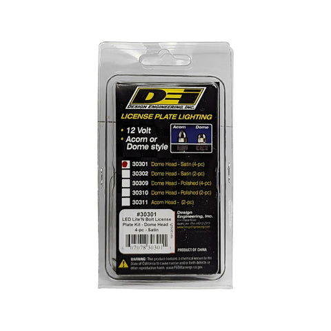 DEI LED LiteN Boltz License Plate Lighting Kit - Dome Head - 4pc - Satin - 30301