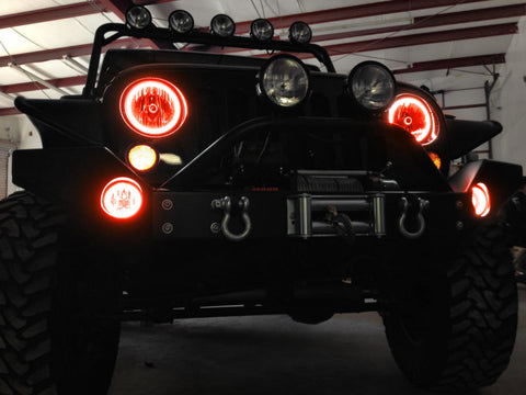 Oracle Jeep Wrangler JK 07-17 LED Waterproof Halo Kit - ColorSHIFT w/ Simple Controller - 3943-504