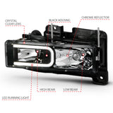 ANZO 1999-2000 Cadillac Escalade Crystal Headlights Light Bar Black Housing (Pair) - 111498