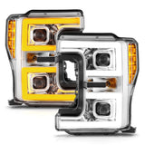 ANZO 17-19 Ford F-250/350/450 SD (w/o Factory LED HL) LED Proj Headlights w/Light Bar Switchback Chr - 111578
