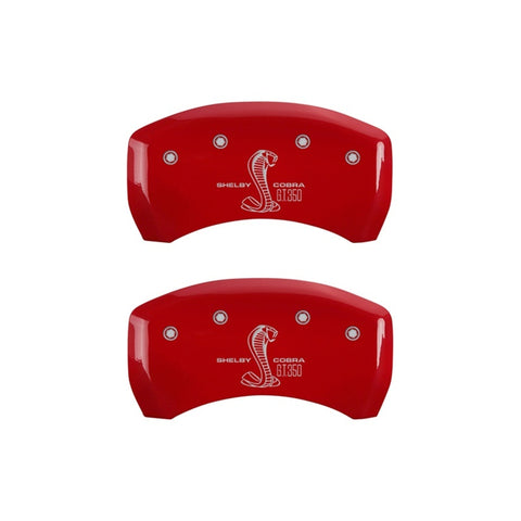 MGP Rear set 2 Caliper Covers Engraved Rear GT350 Shelby & Cobra Red finish silver ch - 10010RGT3RD