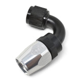 Russell Performance -6 AN Black/Silver 120 Degree Tight Radius Full Flow Swivel Hose End - 613403