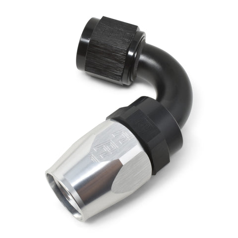 Russell Performance -6 AN Black/Silver 120 Degree Tight Radius Full Flow Swivel Hose End - 613403